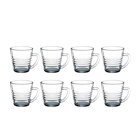 글라스락 내열강화 믹스 커피 머그 220ml, 투명, 8개