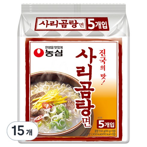농심 사리곰탕면 봉지, 15개
