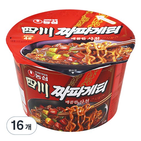 사천짜파게티 - 농심 사천 짜파게티 큰사발면 115g, 16개