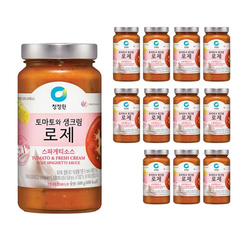 청정원 토마토와생크림 로제 스파게티소스, 600g, 12개