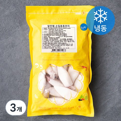 자연산 손질 한치 100미 - 알찬해 손질통통한치 31~40마리 (냉동), 500g, 3개