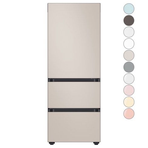 [색상선택형] 삼성전자 비스포크 김치플러스 3도어 키친핏 냉장고 313L 방문설치, 새틴베이지+베이지, RQ33C74C3AP