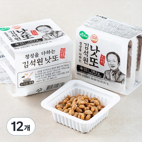 김석원낫또 - 맑은물에 김석원 낫또 국산콩 3개입, 136.5g, 12개