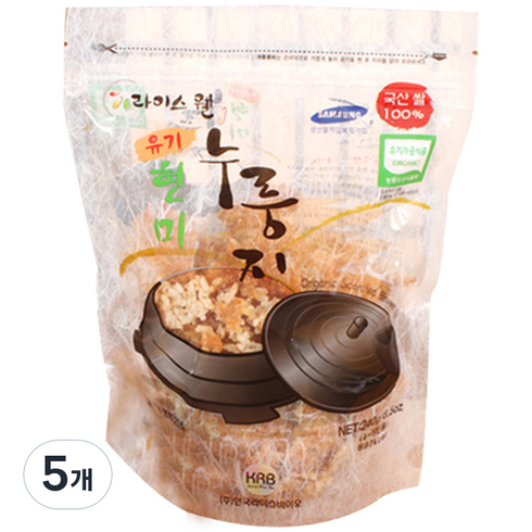 2023년 가성비 최고 즉석밥 - 라이스웰 유기 현미 누룽지, 240g, 5개