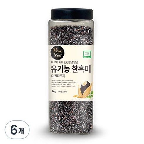 Prime Field 유기농 찰흑미 (검정찰현미), 1kg, 6개