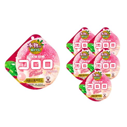 UHA 미카쿠도 코로로 복숭아맛 젤리, 40g, 6개
