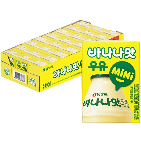 뽀로로초코우유 - 빙그레 바나나맛우유 mini 120ml, 24개