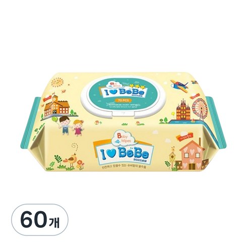 아이러브베베 아이보리 물티슈 캡형 62평량, 62g, 72개입, 60개