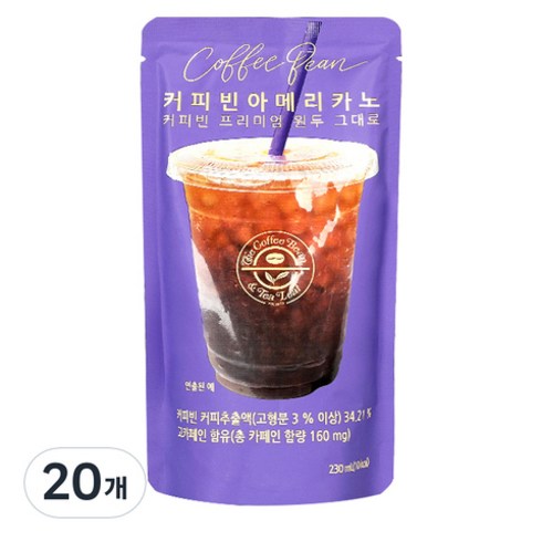 커피빈금액권 - 커피빈 아메리카노 파우치 커피, 230ml, 20개