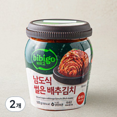 조선호텔남도식김치 - 비비고 남도식 썰은 배추김치 용기, 500g, 2개