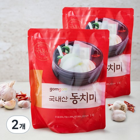 유정임 별미김치4종세트 - 곰곰 국내산 동치미, 1kg, 2개