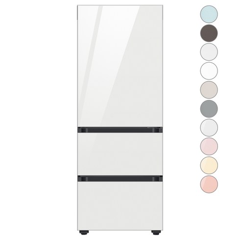 [색상선택형] 삼성전자 비스포크 김치플러스 3도어 키친핏 냉장고 313L 방문설치, 글램화이트+글램화이트, RQ33C74C3AP