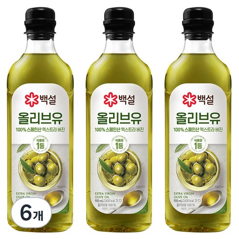 cj올리브유 - 백설 압착올리브유, 900ml, 6개