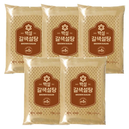 갈색설탕3kg - 백설 갈색설탕, 3kg, 5개