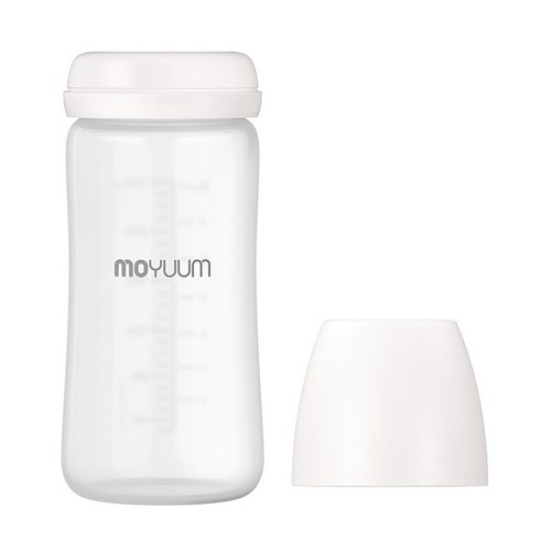 모윰유리젖병150 - 모윰 안심코팅 노꼭지 유리 젖병, 화이트, 240ml, 1개