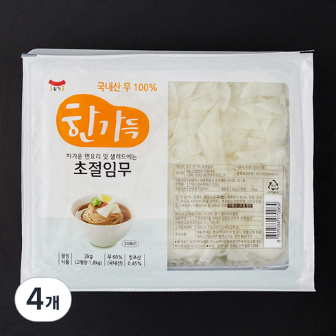 냉면무 - 일가 한가득 초절임무, 3kg, 4개