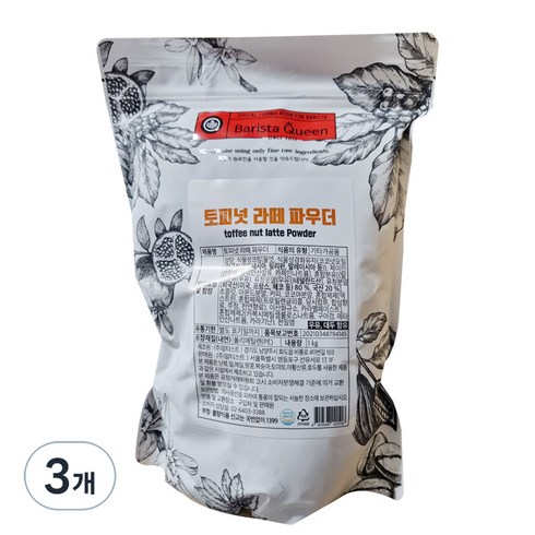 바리스타퀸 토피넛 라떼 파우더, 1kg, 1개입, 3개