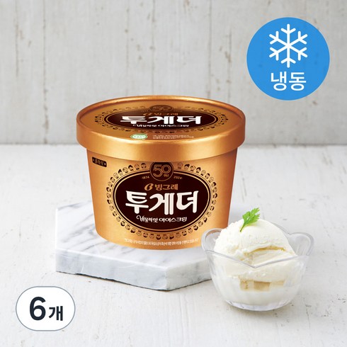 투게더 - 빙그레 투게더 오리지널 바닐라 아이스크림 (냉동), 900ml, 6개