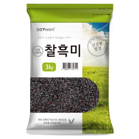국산 찰흑미 1kgX6봉 - 건강한밥상 국산 찰흑미, 3kg, 1개