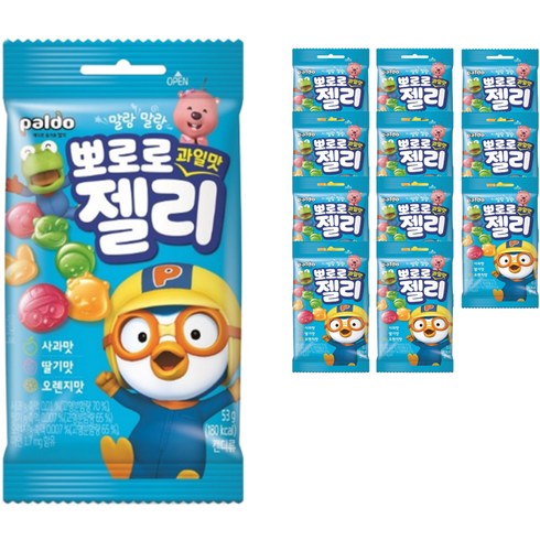 아기젤리 - 팔도 뽀로로 과일맛 젤리, 53g, 12개