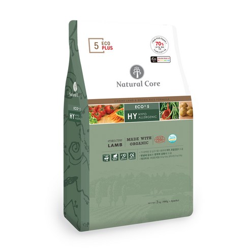 네츄럴코어 전연령 강아지 에코플러스5 유기농 건식사료, 양, 2kg, 1개