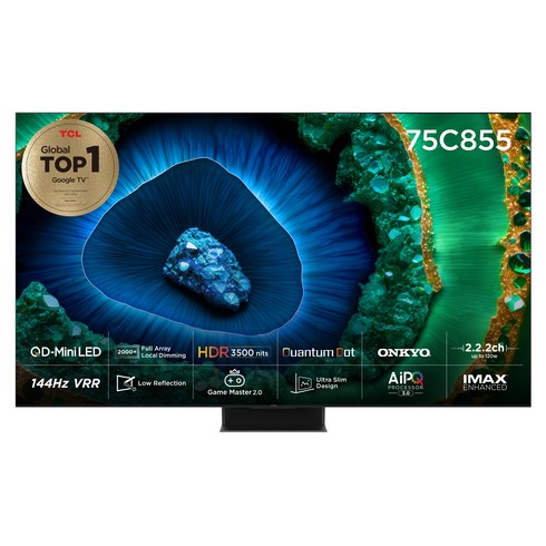 tcl - TCL 4K UHD QD Mini LED 스마트TV, 191cm(76인치), 75C855, 스탠드형, 방문설치