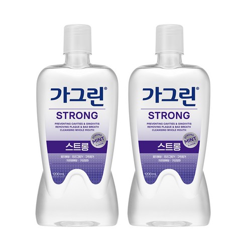 구강청결제 - 가그린 스트롱 구강청결제, 1200ml, 2개