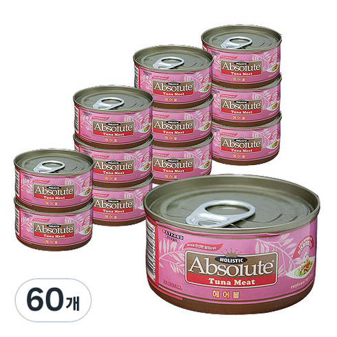 앱솔루트홀리스틱 고양이 캔 간식 헤어볼 80g, 참치, 60개