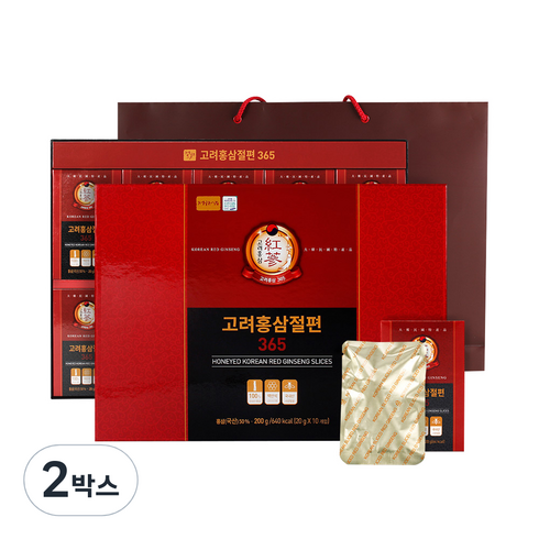 홍삼절편 - 정원삼 고려홍삼절편365 + 쇼핑백, 200g, 2박스