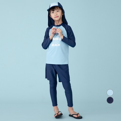 키즈래쉬가드어린이 - 롤리트리 남아 래쉬가드 상하의 썬캡 세트 (3pcs)