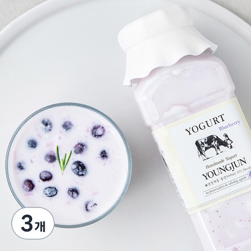 영준목장 수제 요거트 블루베리, 3개, 500ml