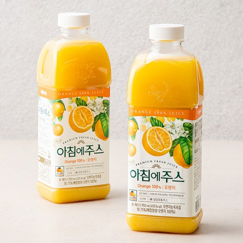 아침에주스 오렌지주스, 950ml, 2개