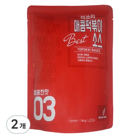 미쓰리떡볶이소스 - 미쓰리 떡볶이소스 03 매콤한맛, 780g, 2개