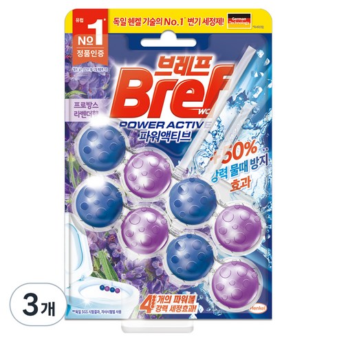 헨켈 브레프 파워액티브 변기세정제 라벤더, 50g, 6개