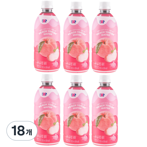 배스킨라빈스 과즙워터 피치 요거트, 500ml, 18개