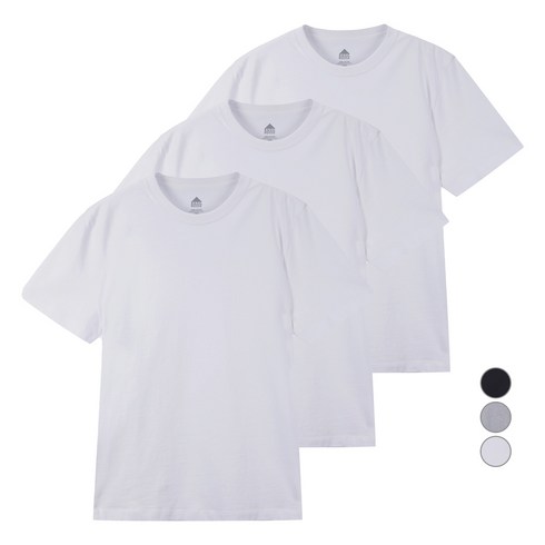 에센셜 퓨어코튼100 티셔츠 3종 - 베이직하우스 순면 헤비웨이트 반소매 LVTS0103 3p 세트