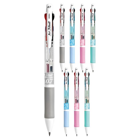 제트3볼 다색펜 0.7mm, 하양+하늘+ 분홍+민트, 2세트