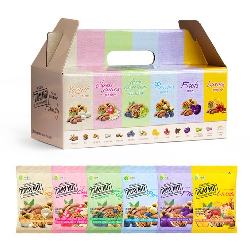 2023년 가성비 최고 명절선물세트 - 자연루 투데이 너트한줌 6종 x 5p 세트, 600g, 1세트