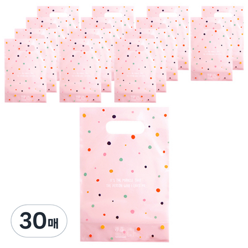 봄91 SR 비닐백, 도트 핑크, 30매