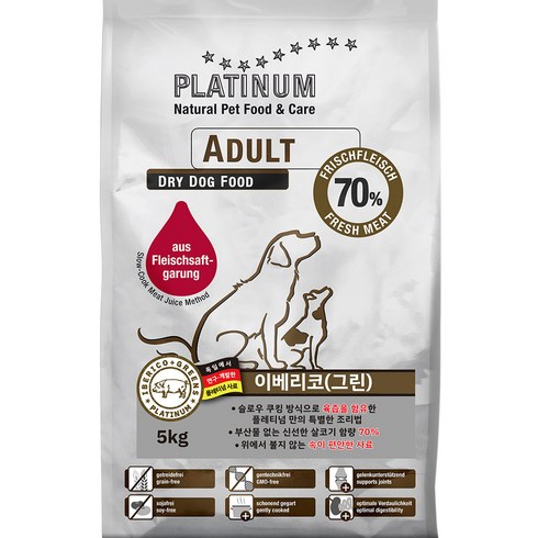 플래티넘 이베리코 전견용 슬로우쿠킹 고기사료, 돼지, 5kg, 1개