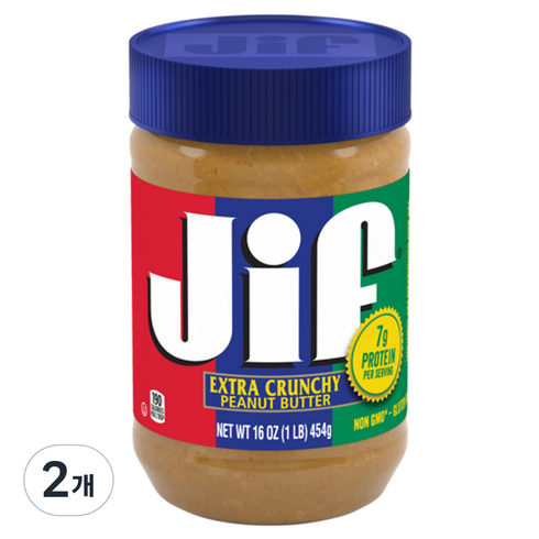 크런치땅콩버터 - Jif 크런치 땅콩버터, 454g, 2개