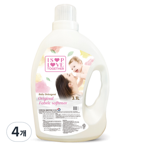 아이솝섬유유연제 - 아이솝 러브 투게더 아기 섬유유연제 베이비파우더향, 3100ml, 4개