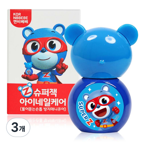 엔비베베 슈퍼잭 아이네일케어 물어뜯는 손톱 방지 매니큐어, 4ml, 3개