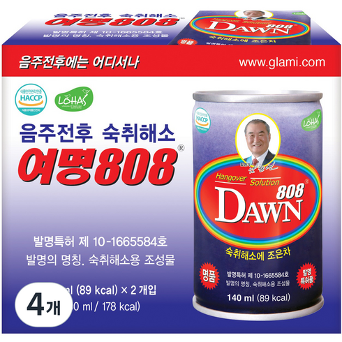그래미 여명808 숙취해소음료, 140ml, 4개