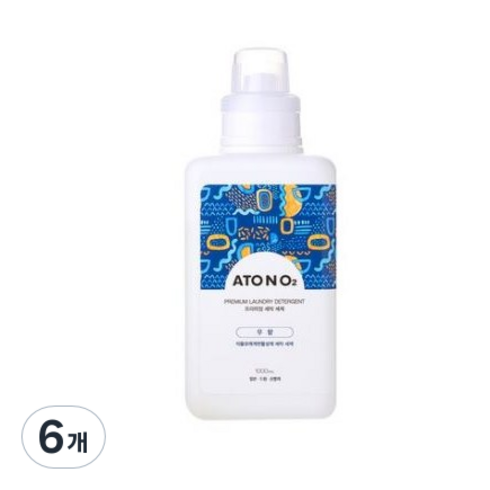 아토앤오투세탁세제 - 아토엔오투 프리미엄 세탁 세제, 1000ml, 6개