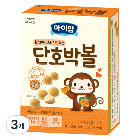 일동후디스 아이얌 볼과자 60g, 단호박맛, 3개