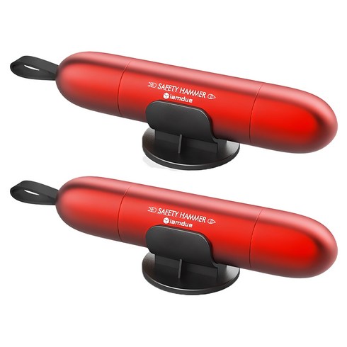 아이엠듀 자동차 비상 탈출용 망치 벨트 절단기 아이로켓, 2개, 레드