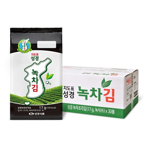 지도표성경 녹차김, 17g, 30개