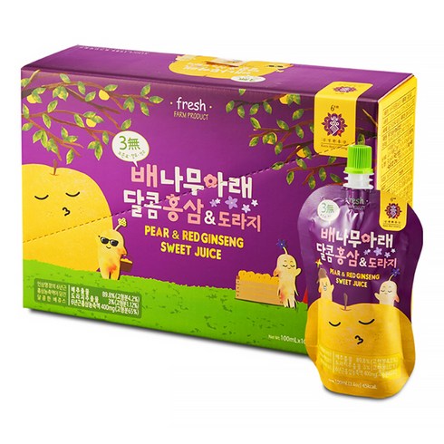 홍삼도라지배즙 - 김정환홍삼 배나무아래 달콤홍삼&도라지 홍삼음료, 100ml, 10개