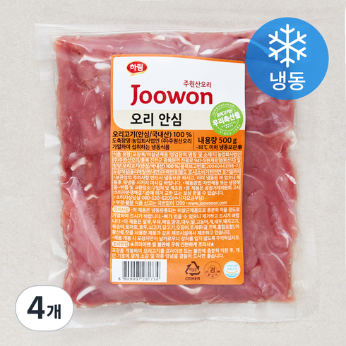 주원산오리 오리 안심 (냉동), 500g, 4개